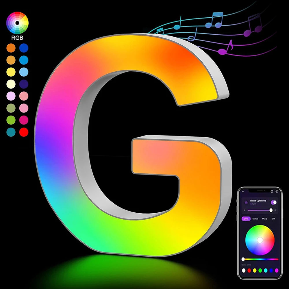 Smart LED Alphabet Letter Lights – App & Voice Controlled RGB Night Light for Bedroom Wall Décor