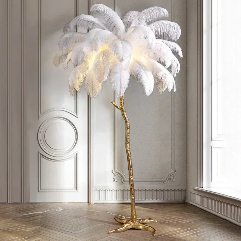 Novelty Animal Dimmable feather floor lamp for warm floor lighting