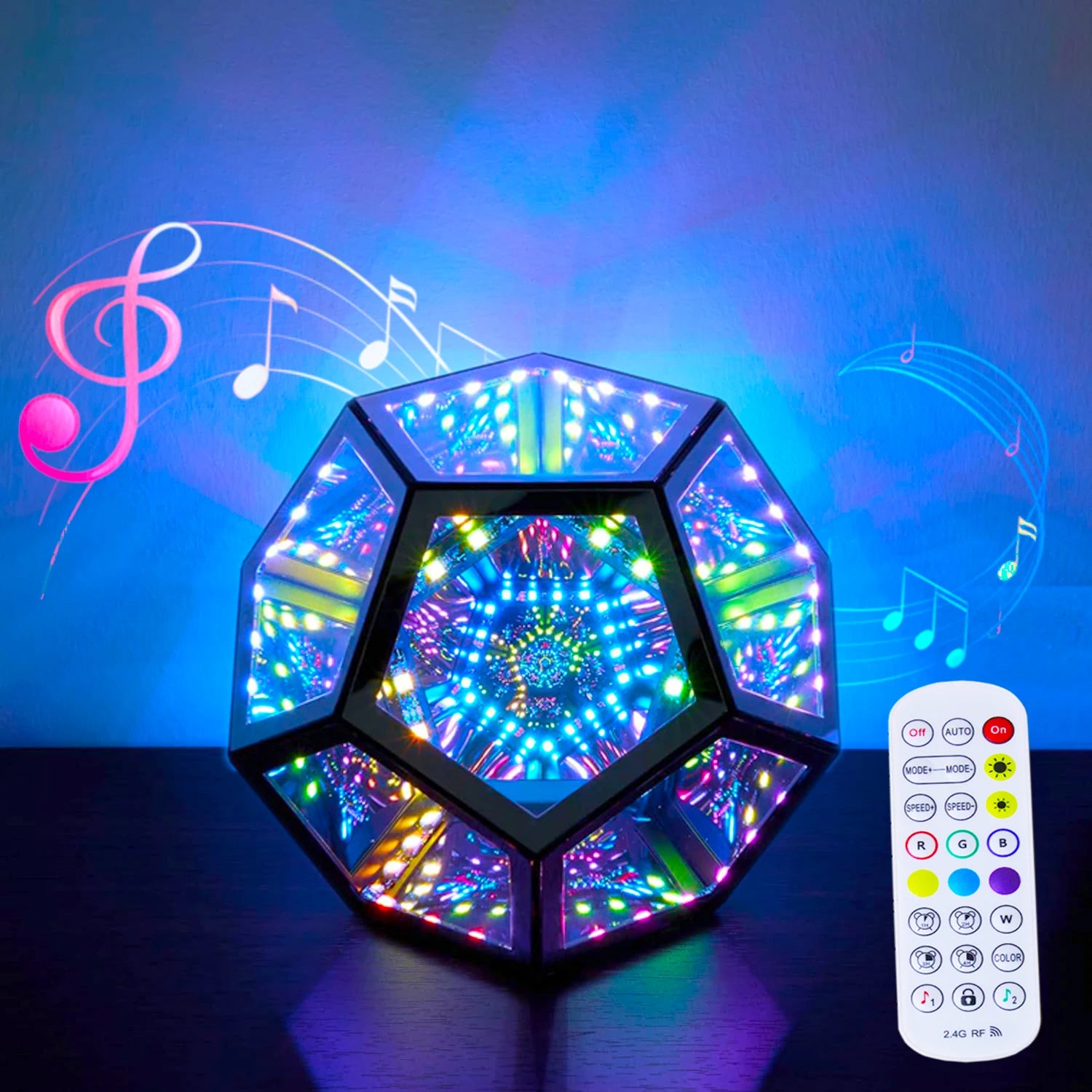 Infinity Dodecahedron Voice Lamp Remote Control for cozy home ambience, in black
