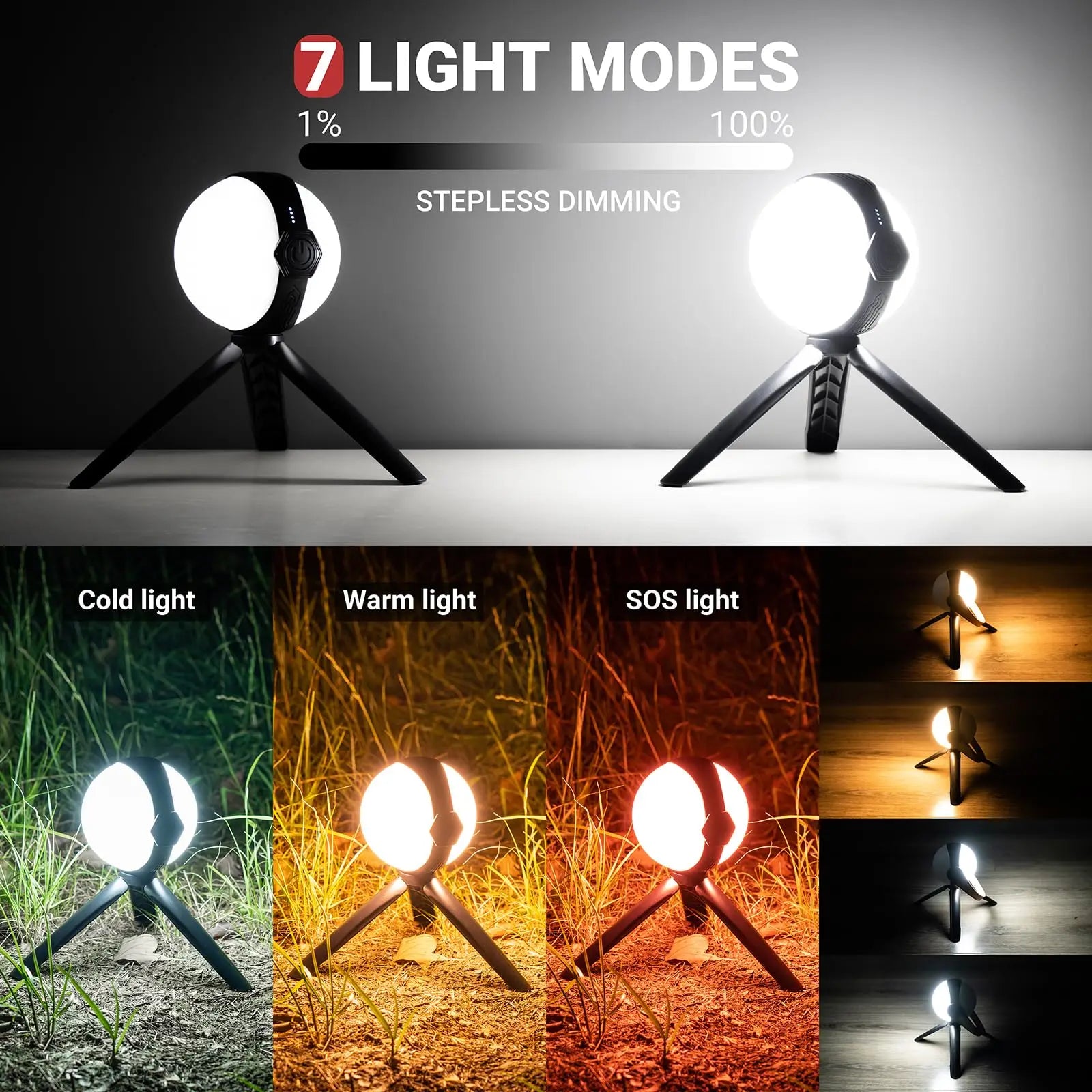 1000LM Rechargeable LED Camping Lantern – IPX5 Waterproof Hanging Tent Light