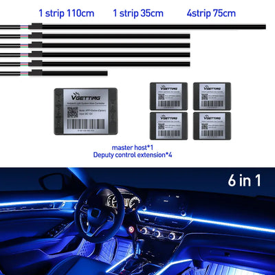RGB Car Ambient Interior Lights – Full Colour LED Streamer Strip for Dashboard & Footwell