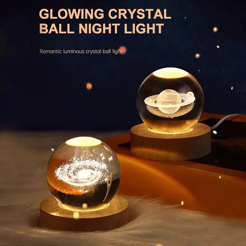 Crystal Projector Night Light USB Color-Changing design detail view