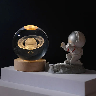 Galaxy Crystal Ball LED Night Light – 3D Moon Planet Lamp for Home Décor & Gifts