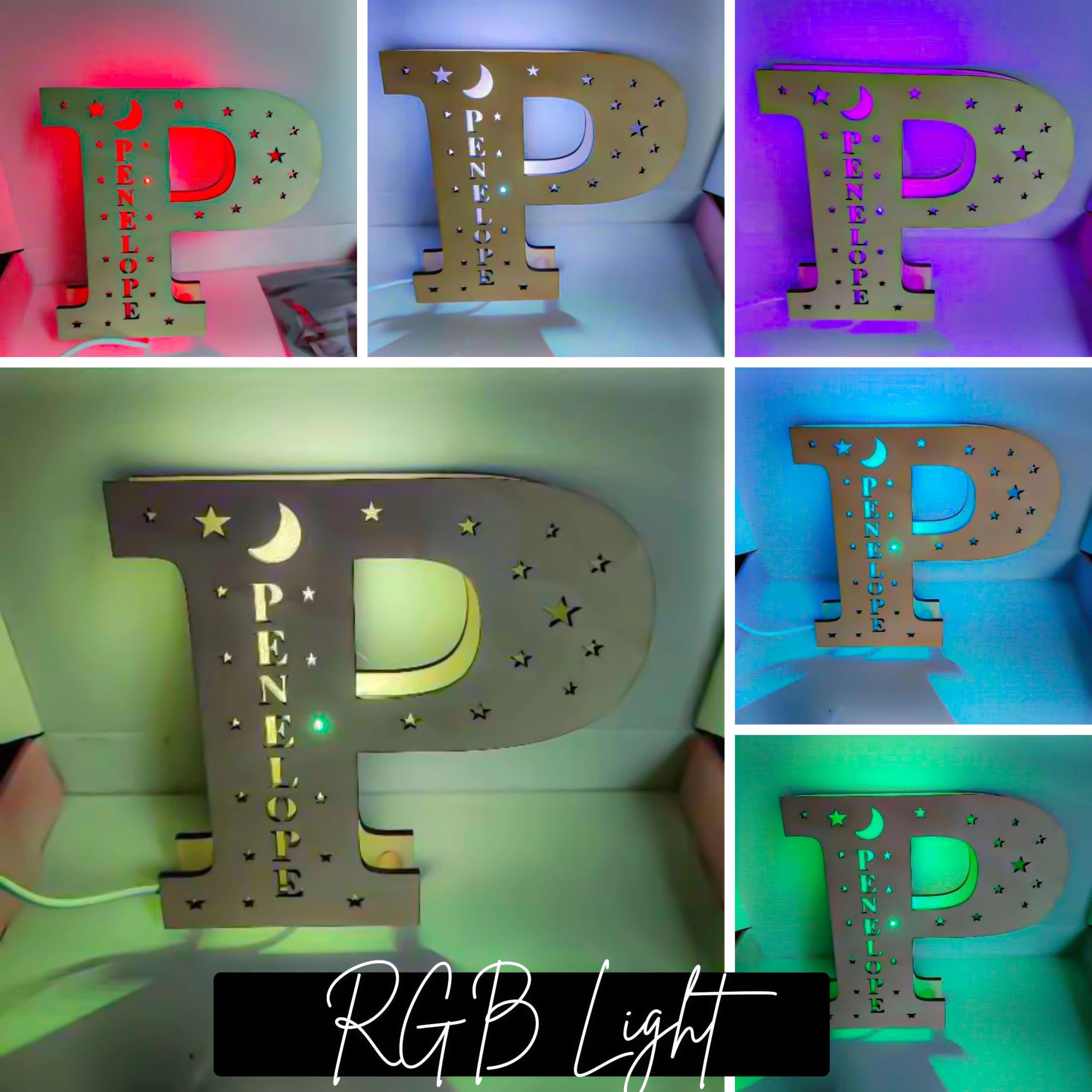 Custom Name LED Night Light – Personalised Star Wall Lamp for Bedroom, Nursery & Gift