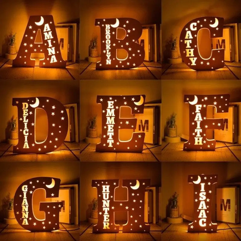 Custom Name LED Night Light – Personalised Star Wall Lamp for Bedroom, Nursery & Gift