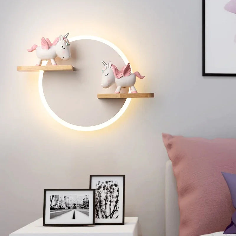 Unicorn Wall Light for nursery or kids room decor, in Gold Unicorn, No ornament, Blue Unicorn, or Kids