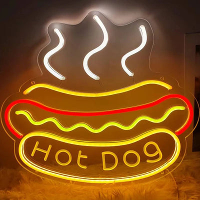 Fries Pizza Neon Wall Light USB close-up product view