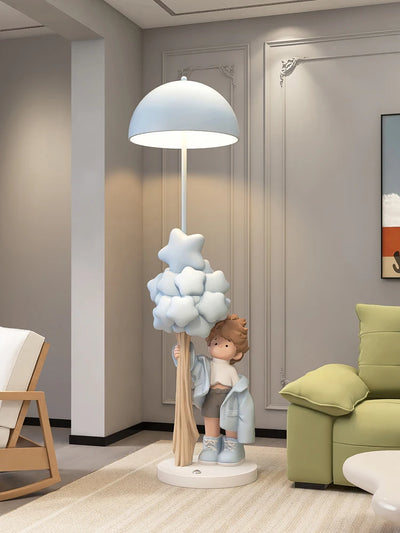 Luminous Boy Statue Floor Lamp – 160cm LED Bluetooth Speaker Sculpture for Living Room