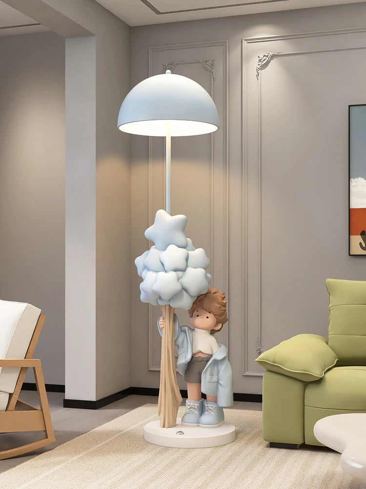 Luminous Boy Statue Floor Lamp – 160cm LED Bluetooth Speaker Sculpture for Living Room
