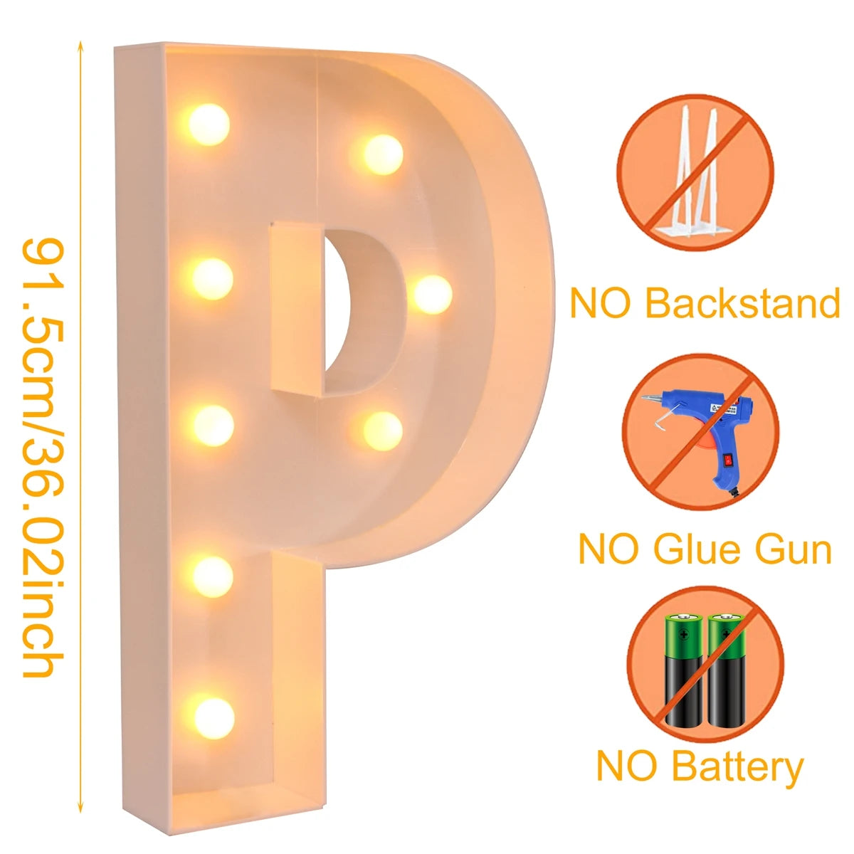 Giant LED Letter Light Frame Box – 91.5cm DIY Name Balloon Filling Box for Parties