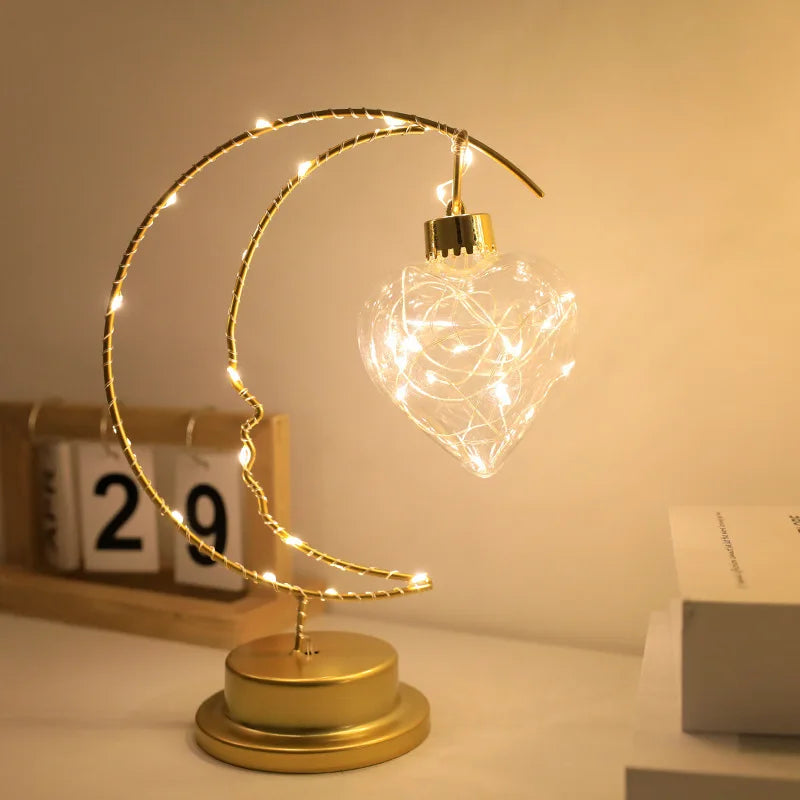 Star Moon Bedside Table Lamp Battery shown as soft ambient home lighting