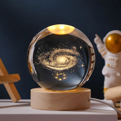 Galaxy Crystal Ball LED Night Light – 3D Moon Planet Lamp for Home Décor & Gifts