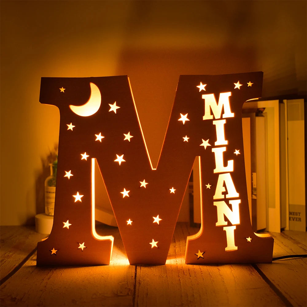 Custom Name LED Night Light – Personalised Star Wall Lamp for Bedroom, Nursery & Gift