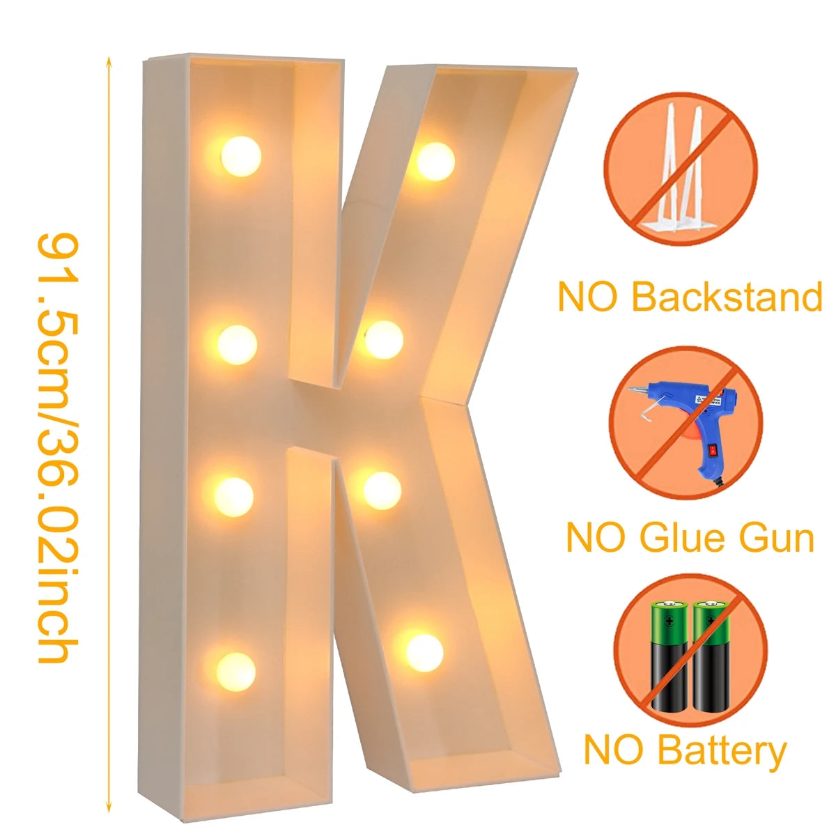 Giant LED Letter Light Frame Box – 91.5cm DIY Name Balloon Filling Box for Parties