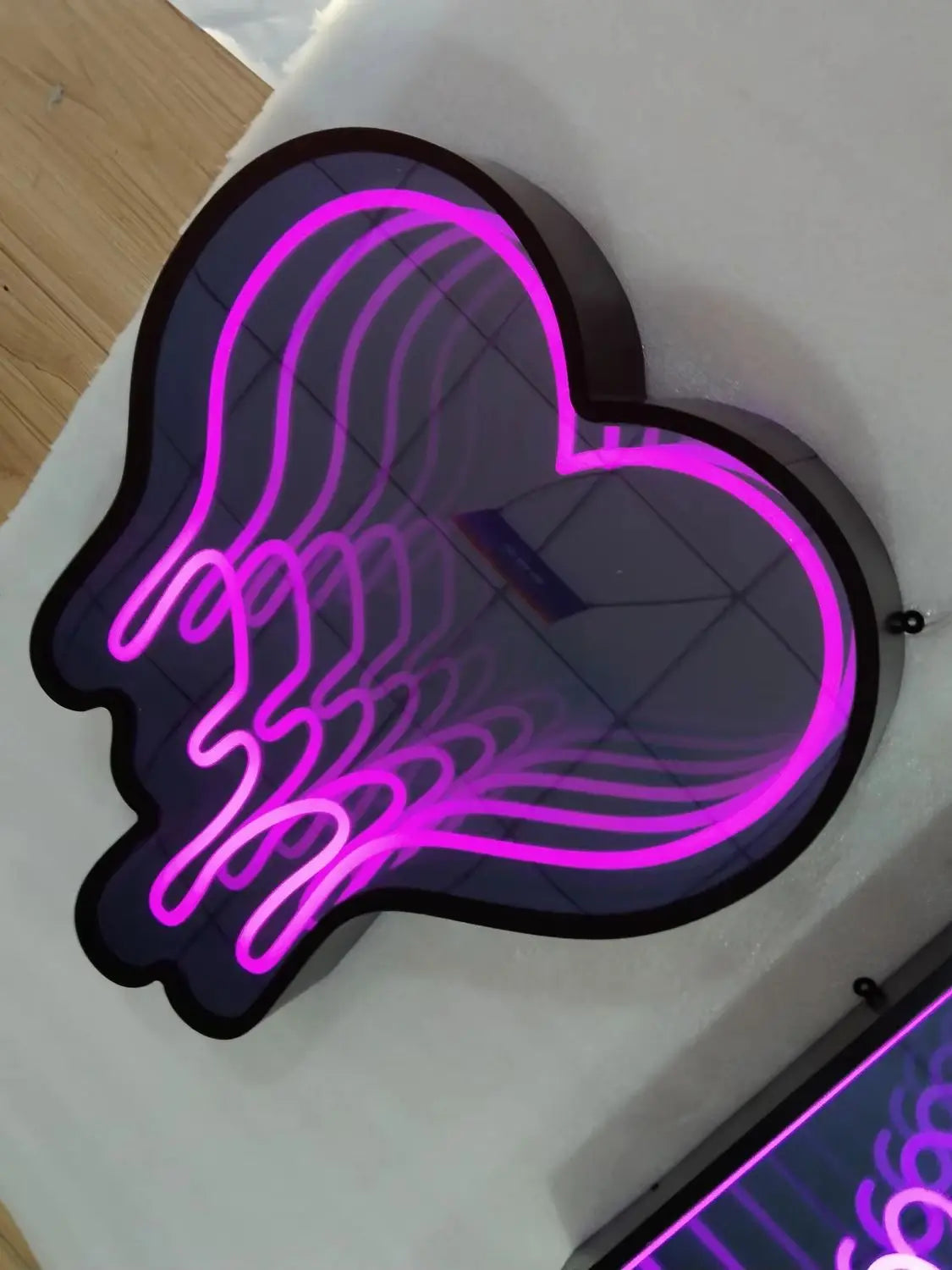 Round Infinite Mirror Neon Wall Light Color-Changing alternate product view