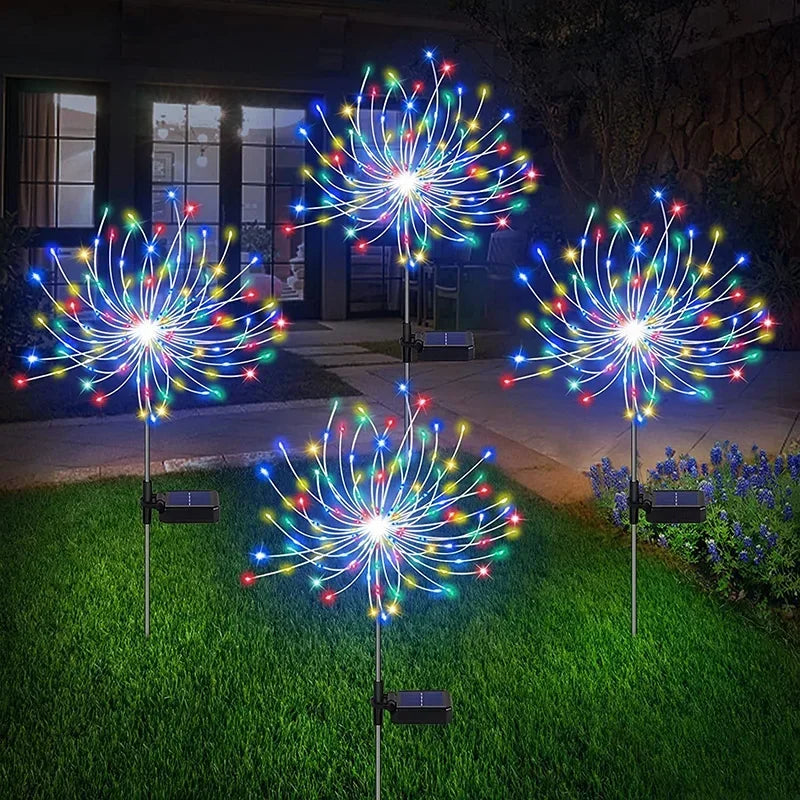Solar Firework Burst Garden Stake Lights – Outdoor LED Pathway Décor
