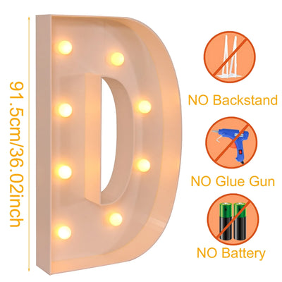 Giant LED Letter Light Frame Box – 91.5cm DIY Name Balloon Filling Box for Parties
