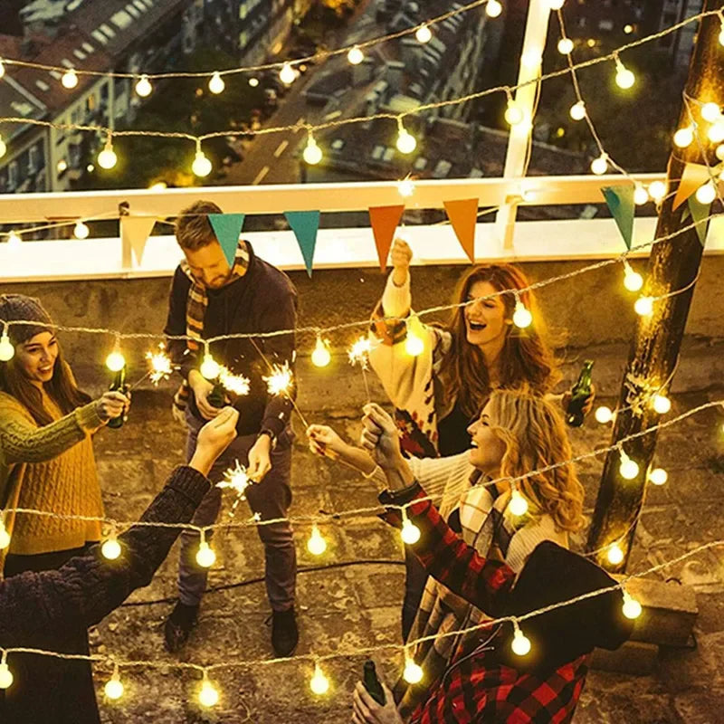Globe LED String Lights – Battery-Operated Outdoor Fairy Lights (10–80 LEDs)