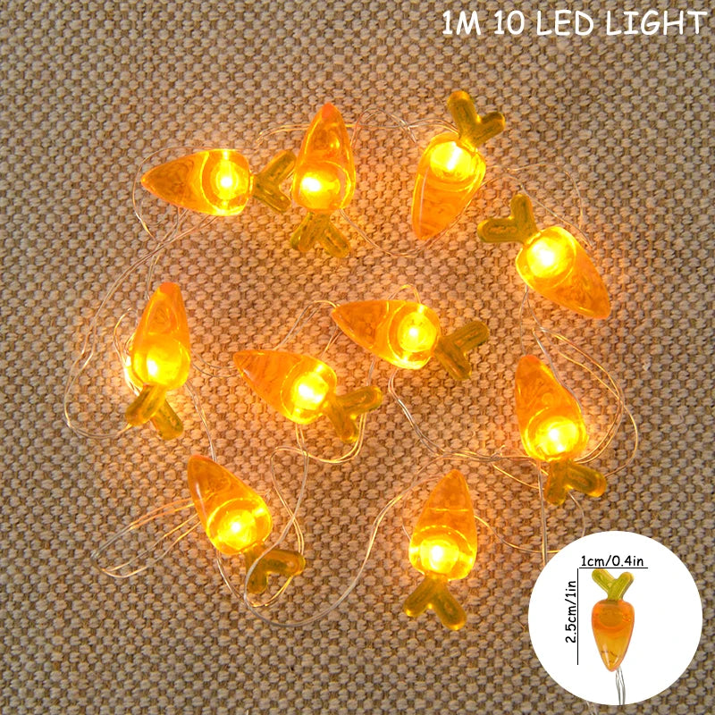 Easter Bunny, Egg & Carrot LED Fairy String Lights