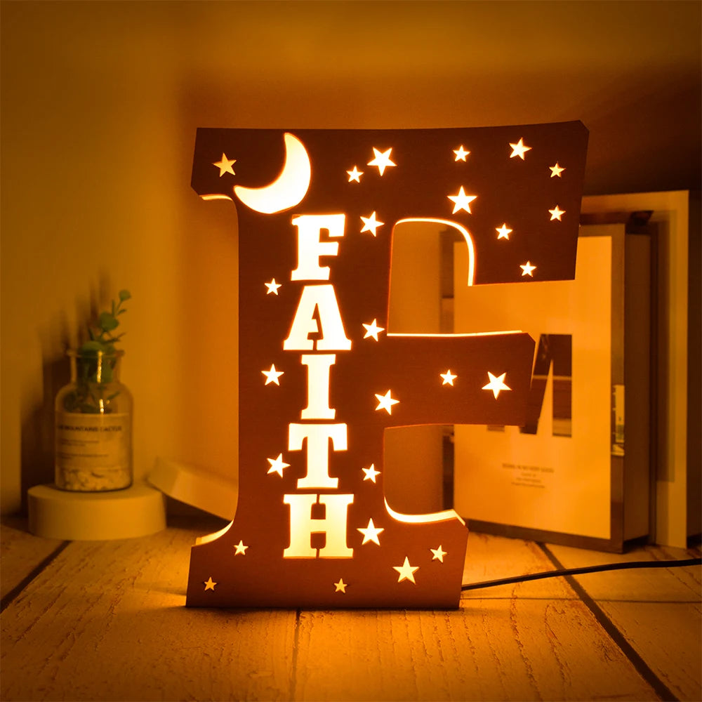 Custom Name LED Night Light – Personalised Star Wall Lamp for Bedroom, Nursery & Gift