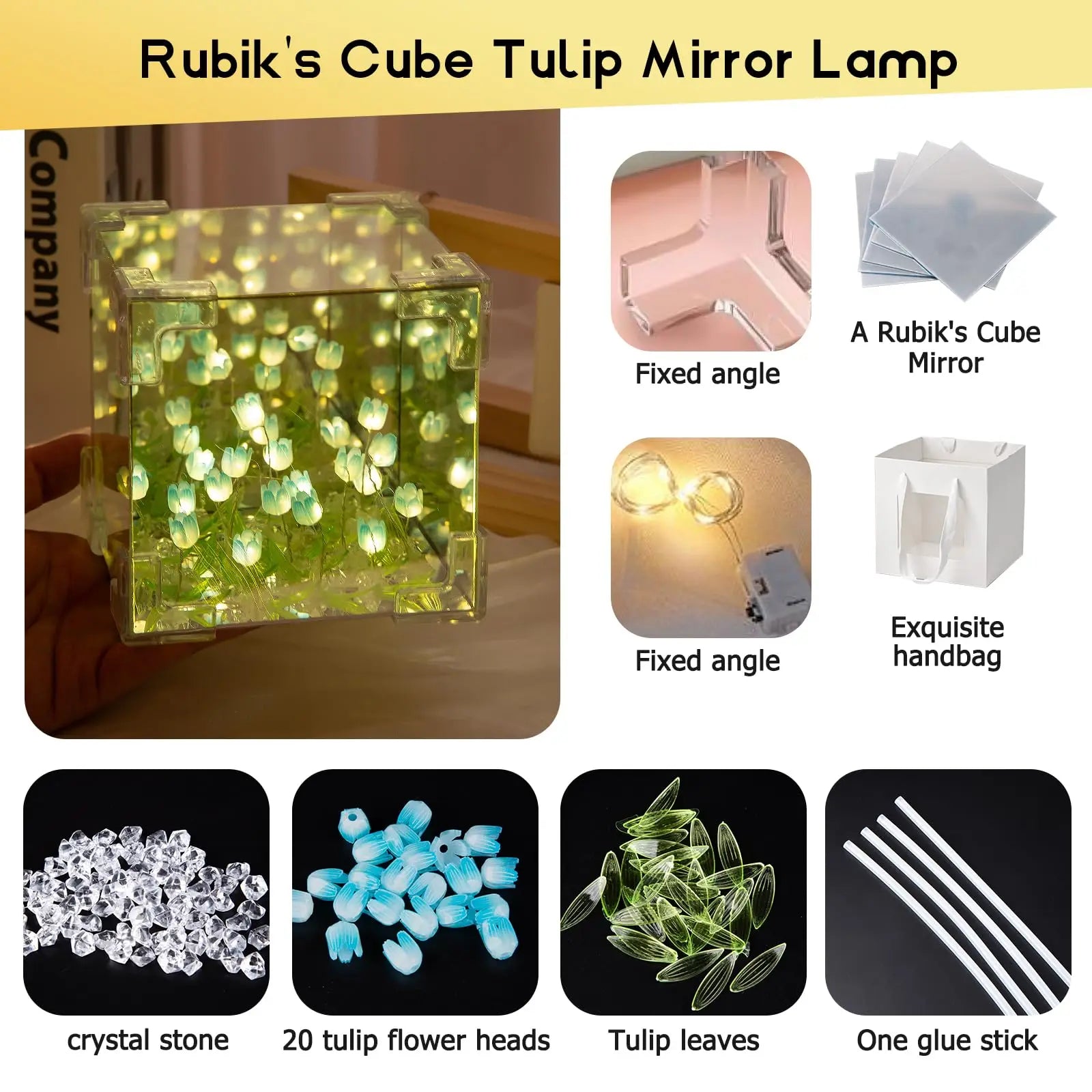 DIY Tulip Decorative Bedside Table Lamp shown as soft ambient home lighting