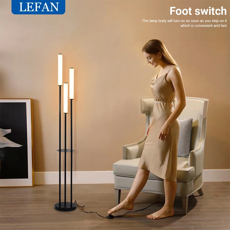 Shelf Floor Storage Floor Lamp Dimmable Remote Control close-up product view