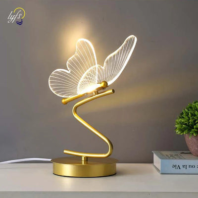 Nordic Butterfly Dimmable Desk Lamp Remote Control shown as soft ambient home lighting