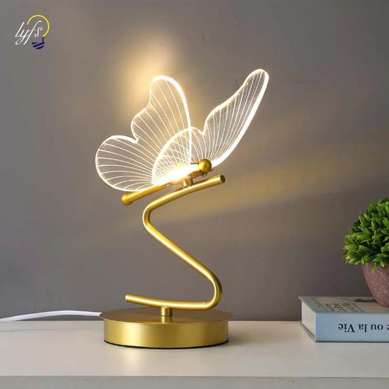 Nordic Butterfly Dimmable Desk Lamp Remote Control shown as soft ambient home lighting