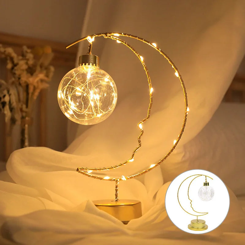 Star Moon Bedside Table Lamp Battery for soft bedroom ambience