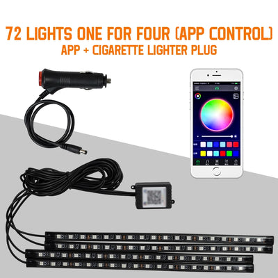 RGB Car Ambient Foot Light – USB Wireless Remote & App Control Interior LED Strip