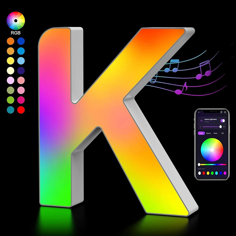 Smart LED Alphabet Letter Lights – App & Voice Controlled RGB Night Light for Bedroom Wall Décor