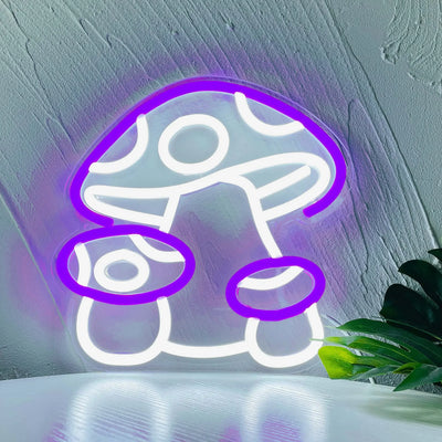Glowing Purple Mushroom LED Neon Wall Light – Dimmable USB Lamp