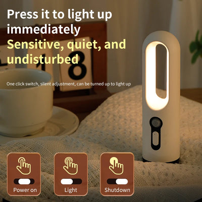 Motion Sensor Multiple Bedside Table Lamp Rechargeable shown as soft ambient home lighting
