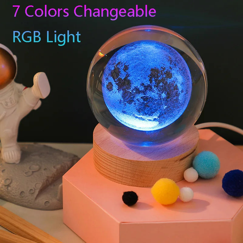 Crystal Projector Night Light USB Color-Changing shown as soft ambient home lighting