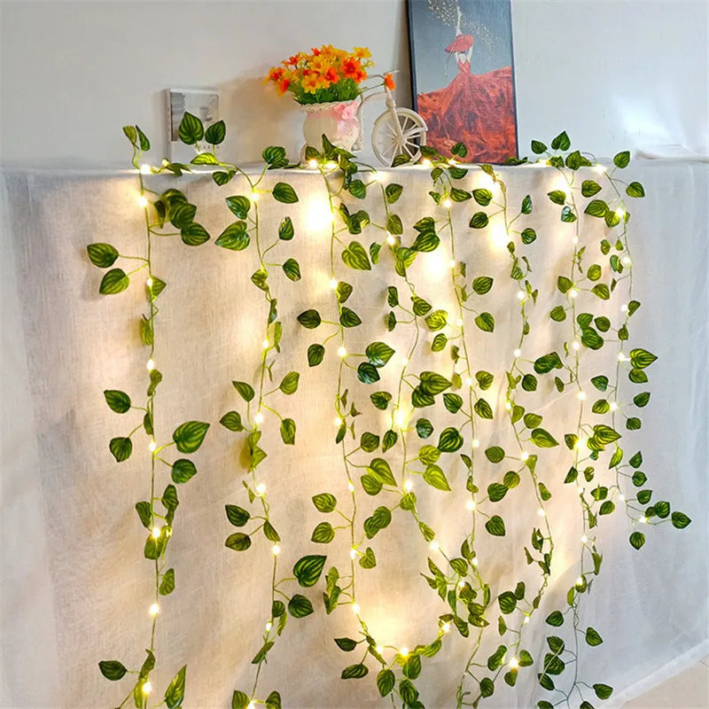 Solar Leaf & Flower LED String Garland – Outdoor Garden Curtain Fairy Lights
