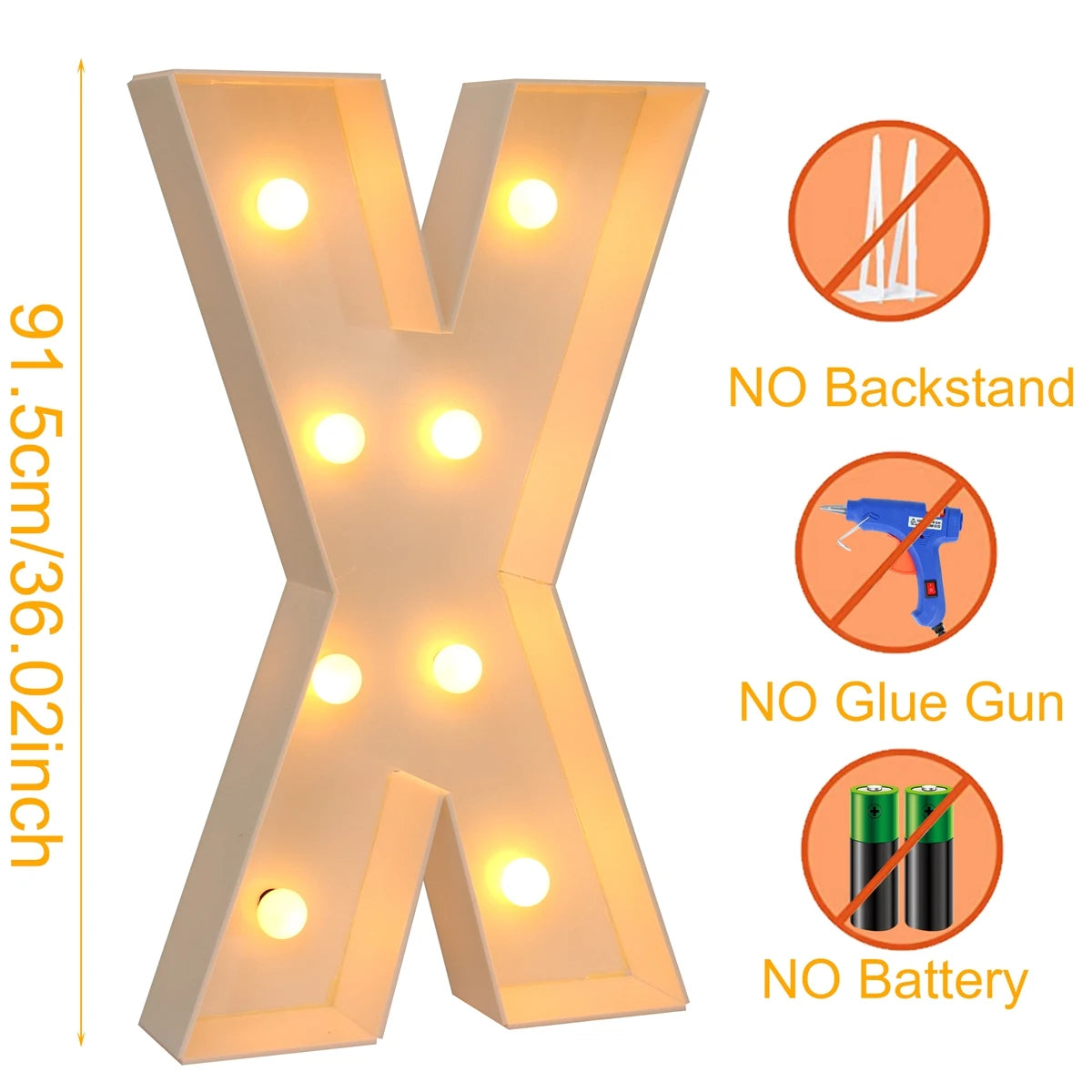 Giant LED Letter Light Frame Box – 91.5cm DIY Name Balloon Filling Box for Parties