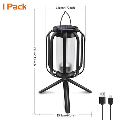 Solar & USB Flame Lantern – IP65 Waterproof Outdoor Wall Lamp with 4 Lighting Modes