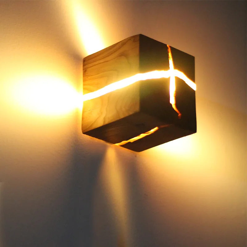 Cracked Solid Wood Nordic Design Nightlight