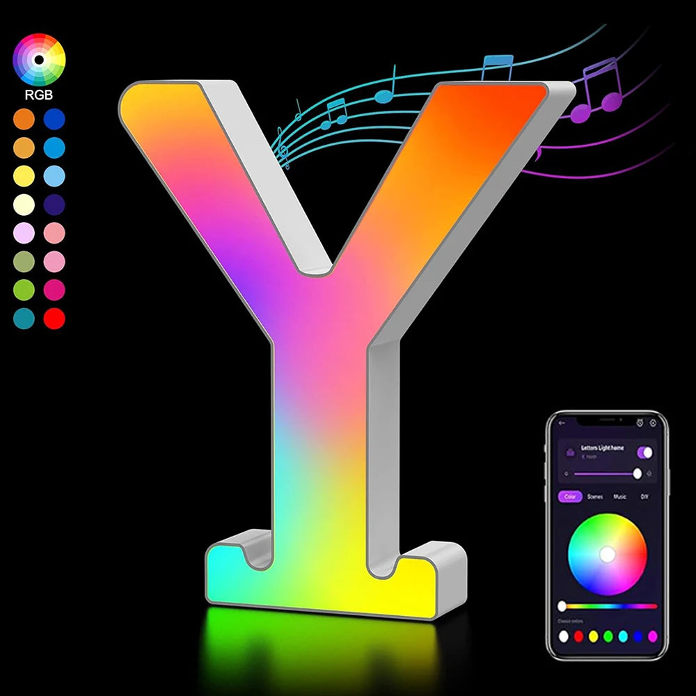 Smart LED Alphabet Letter Lights – App & Voice Controlled RGB Night Light for Bedroom Wall Décor