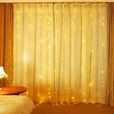 USB-powered curtain string lights