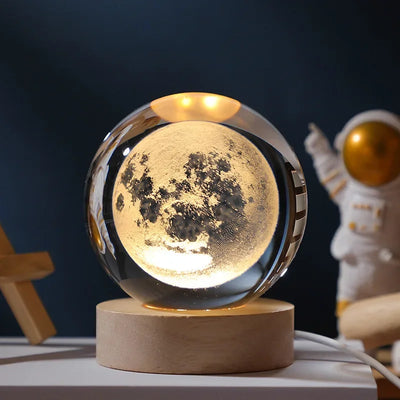 Galaxy Crystal Ball LED Night Light – 3D Moon Planet Lamp for Home Décor & Gifts