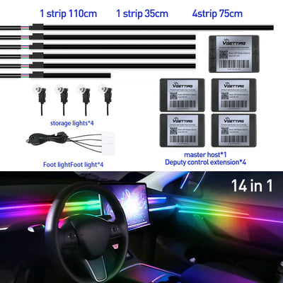 RGB Car Ambient Interior Lights – Full Colour LED Streamer Strip for Dashboard & Footwell