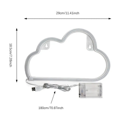 Cloud Neon Wall Light USB close-up product view, in Cloud Blue Light