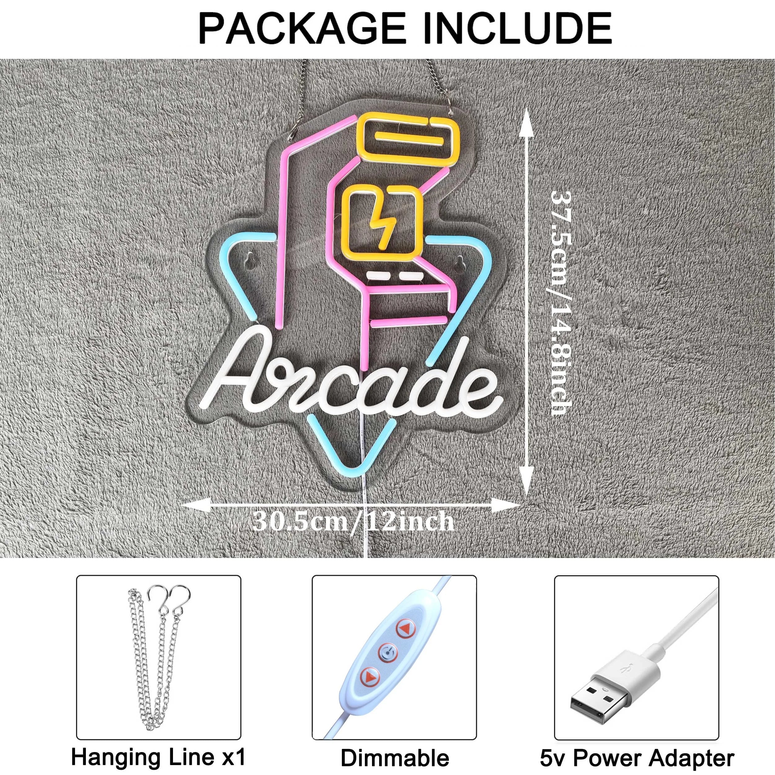 Arcade Personalized Gamification Neon Wall Light Dimmable shown as soft ambient home lighting