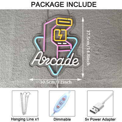 Arcade Personalized Gamification Neon Wall Light Dimmable shown as soft ambient home lighting