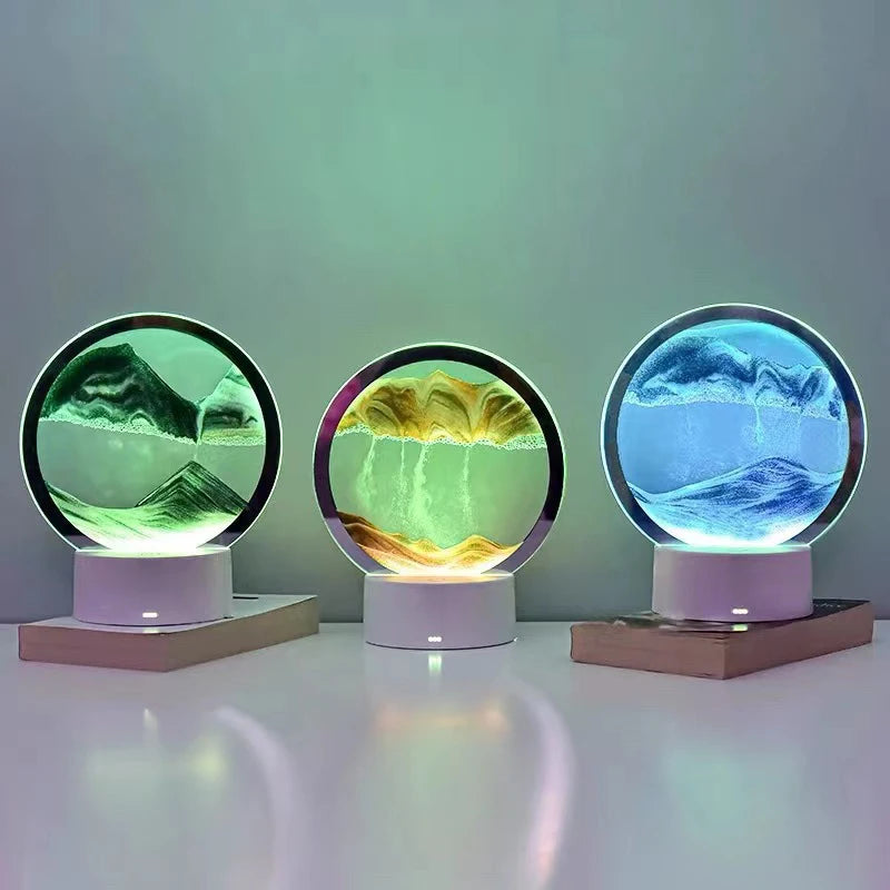 Luminous Quicksand Hourglass Ornament – LED Sand Art Painting for Living Room & Office