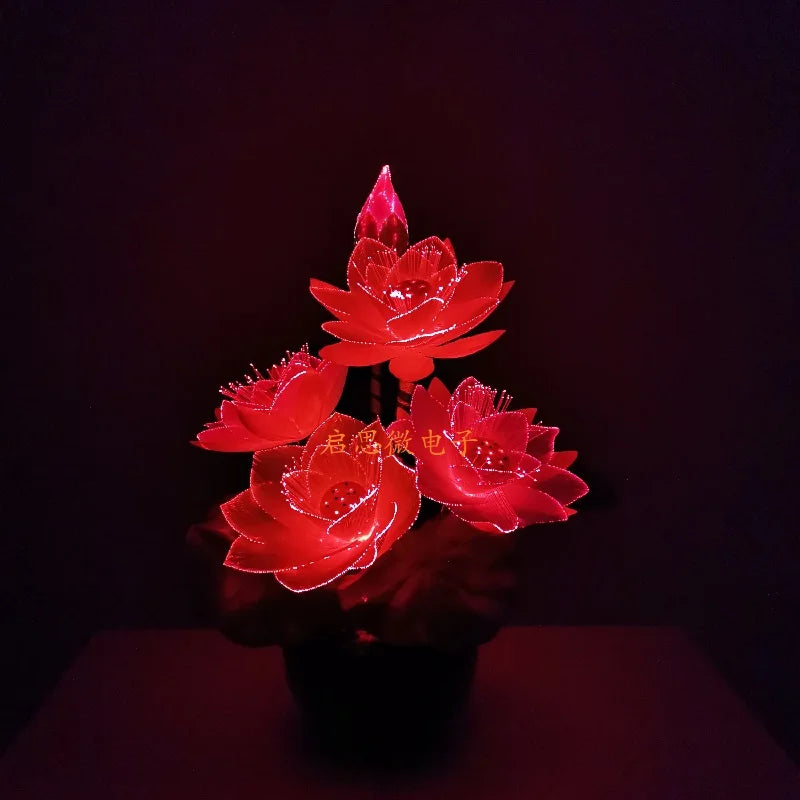 Lotus Fiber Optic Buddha Lamp – LED Novelty Flower Desk Light (New Edition)