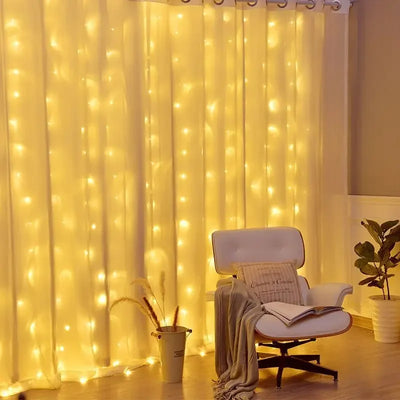 USB-powered curtain string lights