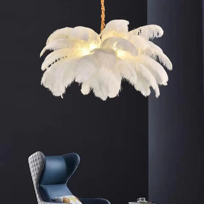 Novelty Animal Dimmable feather ceiling light for soft bedroom ambience