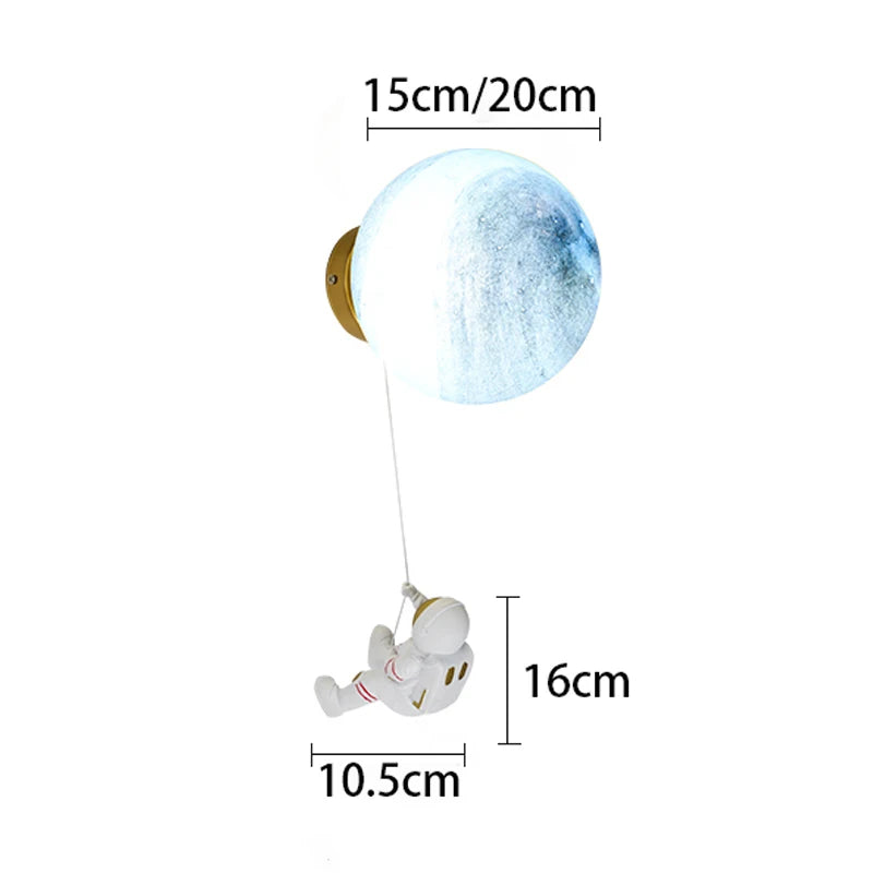 Astronaut Moon LED Wall Lamp - Copper Minimalist Night Light shown as soft ambient home lighting